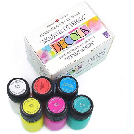 Farby do tkanin Decola Trendy Shades, 6 kolorów x 20ml - 2
